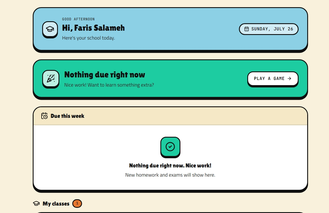 Your dashboard with points and a day streak