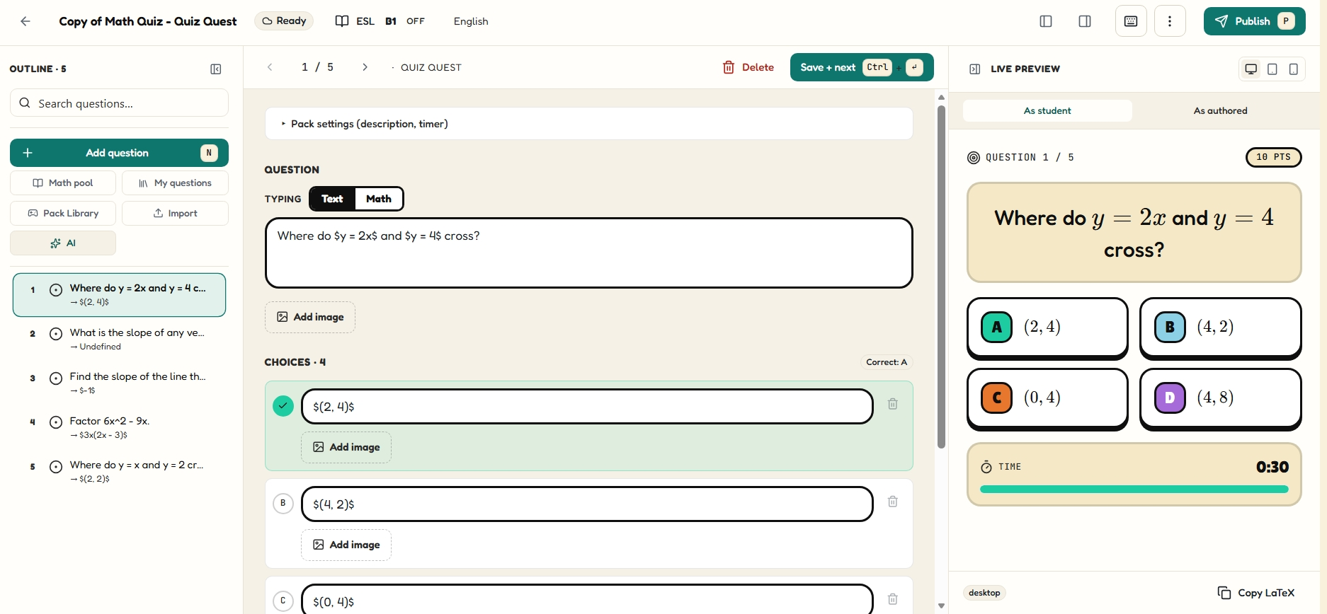 The Builder authoring screen